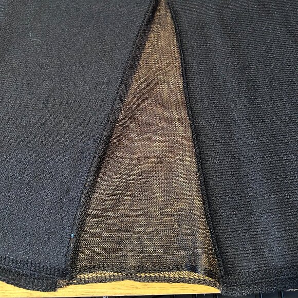 Womens St. John Evening Black Sequin Mixed Media Mesh Knit A-Line Skirt 12 - Picture 3 of 13